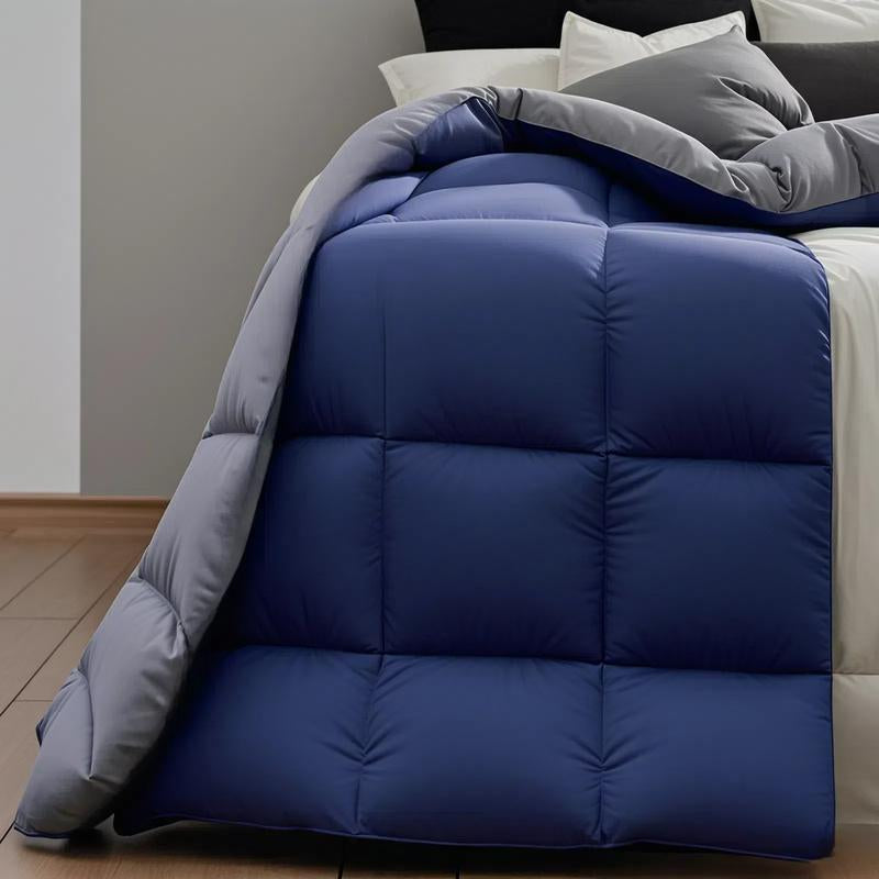 Cosybay down Alternative Comforter with 4 Corner Tabs All-Season Lightweight Reversible Duvet Insert Soft Fluffy Breathable Quilt Warm for Bedroom School High Quality Hotel Bedding Machine Washable Black Queen Size - Fathersdaygift
