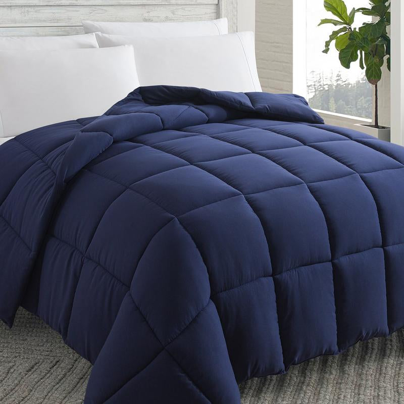 Cosybay down Alternative Comforter with 4 Corner Tabs All-Season Lightweight Reversible Duvet Insert Soft Fluffy Breathable Quilt Warm for Bedroom School High Quality Hotel Bedding Machine Washable Black Queen Size - Fathersdaygift