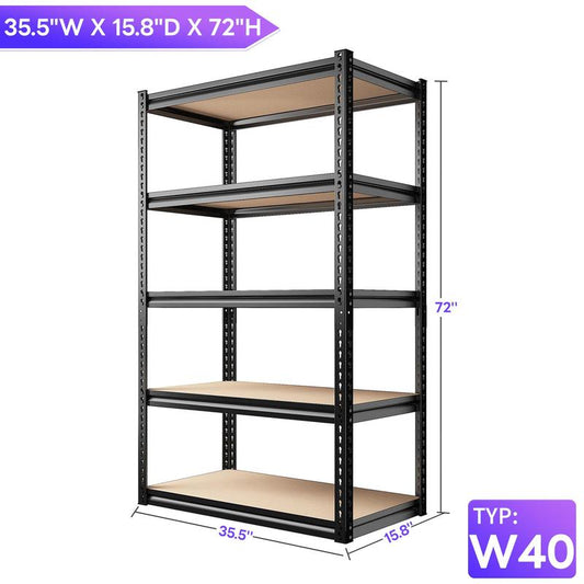 Raybee Furniture Garage Shelving Storage Shelves 5 Tier Metal Storage Shelving Unit Adjustable Garage Shelf Storage for Craft Warehouse Pantry Basement Kitchen Cabinet Organizers Organiser Racks
