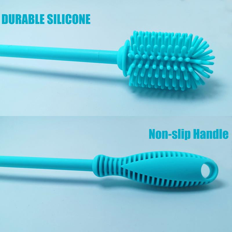2 Pack Silicone Bottle Brush Cleaner Lab Cleaning Brush for Bottle - Blue Set Kitchen