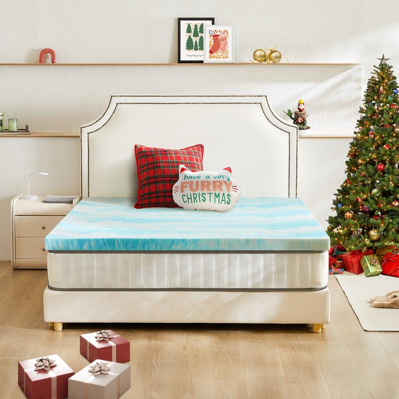 【Back to School】Sweet Furniture Memory Foam Bed Topper with Cooling Gel Swirl Infusion - Perfect Gift for a Cozy Sleep