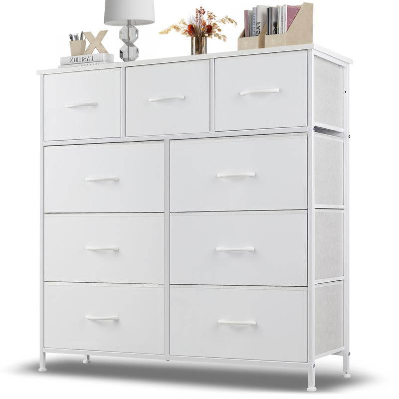 [Summer Deal] 9-Drawer Dresser, Storage Unit Organizer Chest for Clothes, Tall Dresser & Chest for Bedroom, Hallway, Living Room, Wood Top Cabinets Organizing