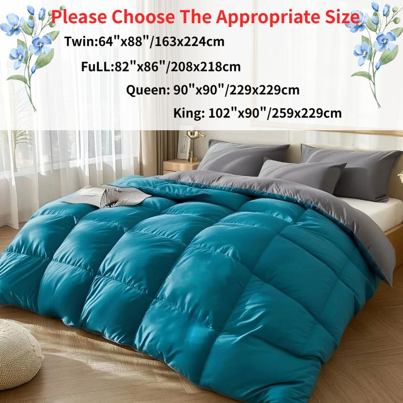 Cosybay down Alternative Comforter with 4 Corner Tabs All-Season Lightweight Reversible Duvet Insert Soft Fluffy Breathable Quilt Warm for Bedroom School High Quality Hotel Bedding Machine Washable Black Queen Size - Fathersdaygift