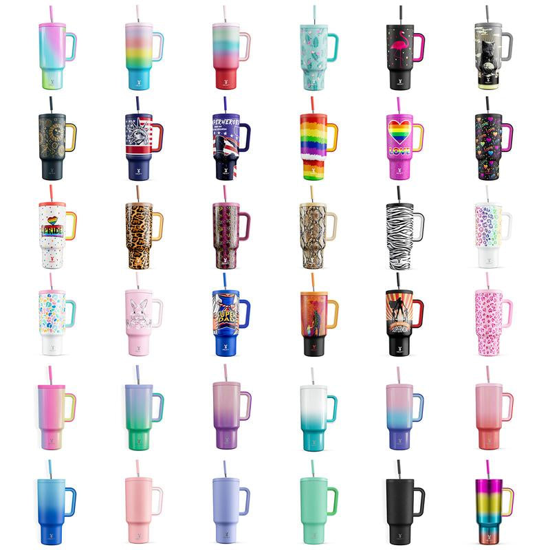 【Shipped from Usa】Meoky Reusable Food Grade Stainless Steel Cup for School, Outdoor, Office, Portable Leak-Proof Car Thermos Cup, Keeps Cold for 24 Hours, Valentine'S Day Gift (1182Ml)