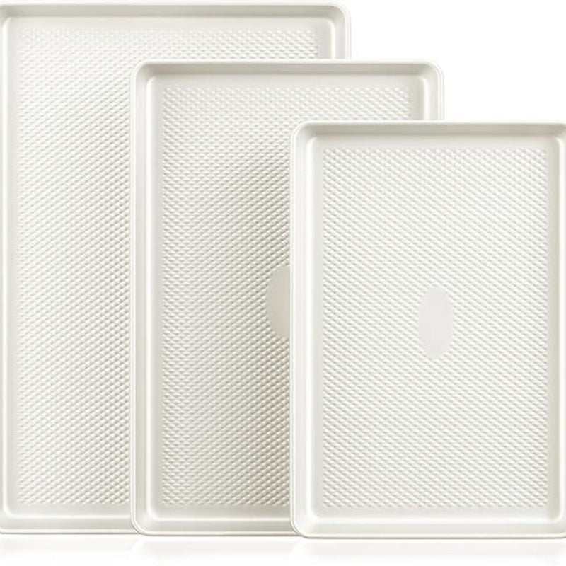 [Dealsforyou]Hongbake Diamond-Texture Baking Sheet Pan Set, Non-Stick Cookie Sheets, Teflon-Free Heavy Duty Bakeware - 3 Sizes, Baker, Pink Kitchenware Cooking