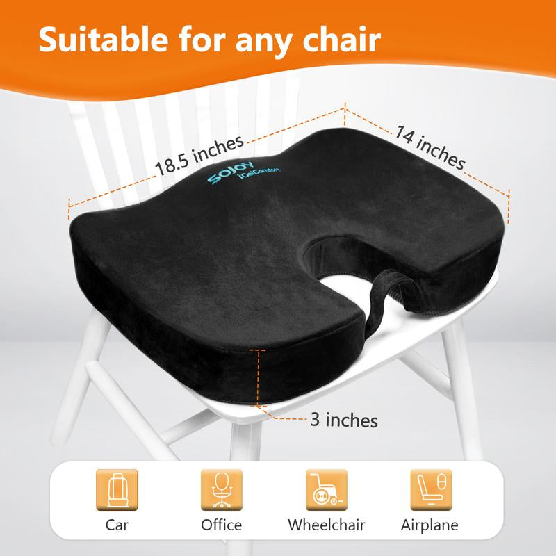 【Fall Sale】 Sojoy Charcoal Office Seat Cushion Memory Foam Chair Cushion - Back Coccyx Tailbone Pain Relief Seat Pillow for Office Chair, Car Seat Seatcushion