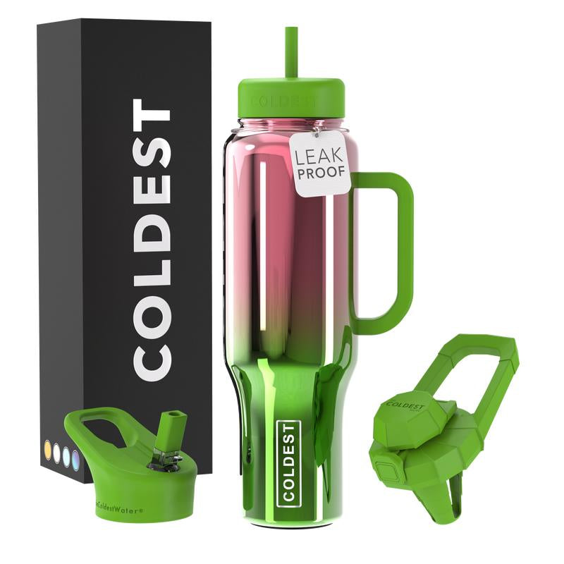 Coldest 46Oz 100% Leak Proof Insulated Tumbler with Lid & Straw (3 Lids) - Stainless Steel for Women & Men - Travel Containers, Chug & Drinkware