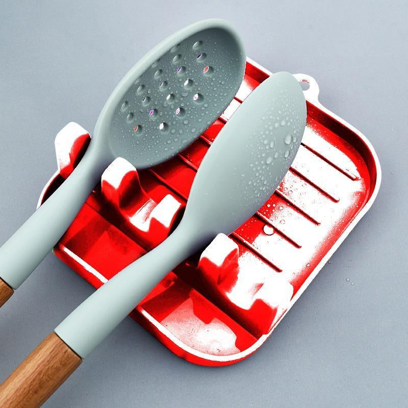 Pot Lid and Spoon Holder, 1 Count Non-Slip Kitchen Pot Lid and Spoon Rest, Spatula Countertop Storage Rack, Kitchen Gadgets, Kitchen Accessories, Kitchen Utensils Storage Organizer, Summer Gift