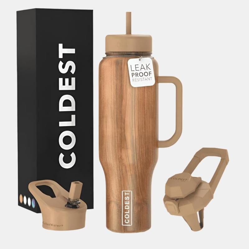 Coldest 46Oz 100% Leak Proof Insulated Tumbler with Lid & Straw (3 Lids) - Stainless Steel for Women & Men - Travel Containers, Chug & Drinkware