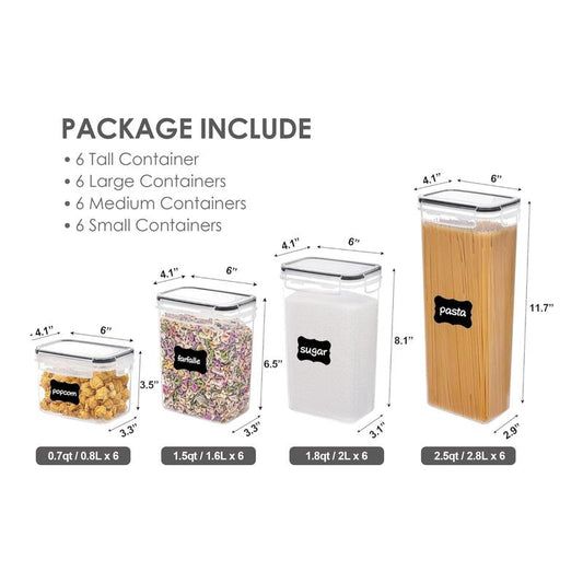 Vtopmart Airtight Food Storage Containers with Lids, 24 / 32 Pcs Plastic Kitchen and Pantry Organization Canisters, BPA Free, Reusable Stackable #Smartliving