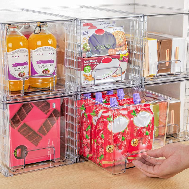Vtopmart Transparent Stackable Drawer Organizer with Handles for Bathroom Kitchen Pantry under Sink Cabinet Closet Makeup Multifunctional Storage Solution 5-10Kg Capacity