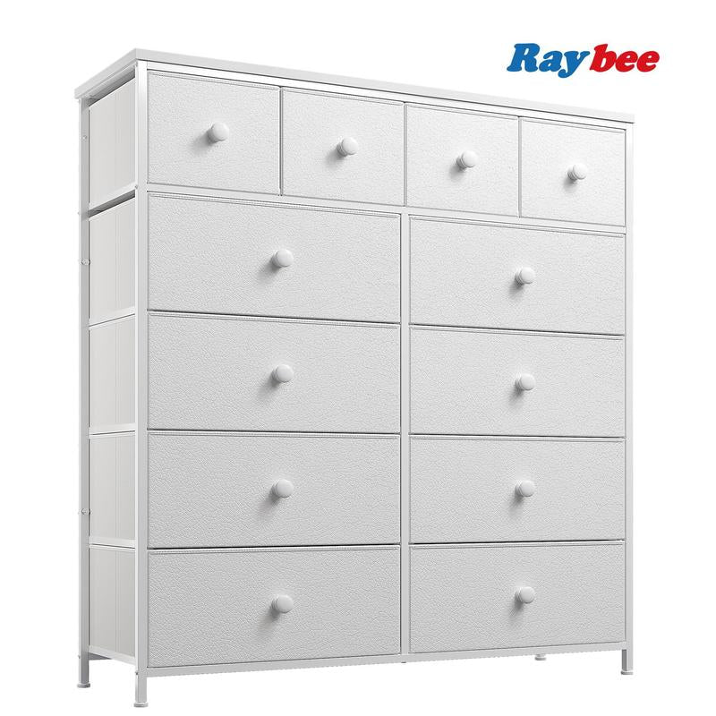 【Tiktokshopbacktoschool】Raybeefurniture 12 Drawer Dresser for Bedroom with Fabric Drawers, Large Storage Chest with Metal Frame & Wood Top, Modern Closet Organizer Dresser for Women, Living Room, Entryway, Clothes, Linens, Accessories