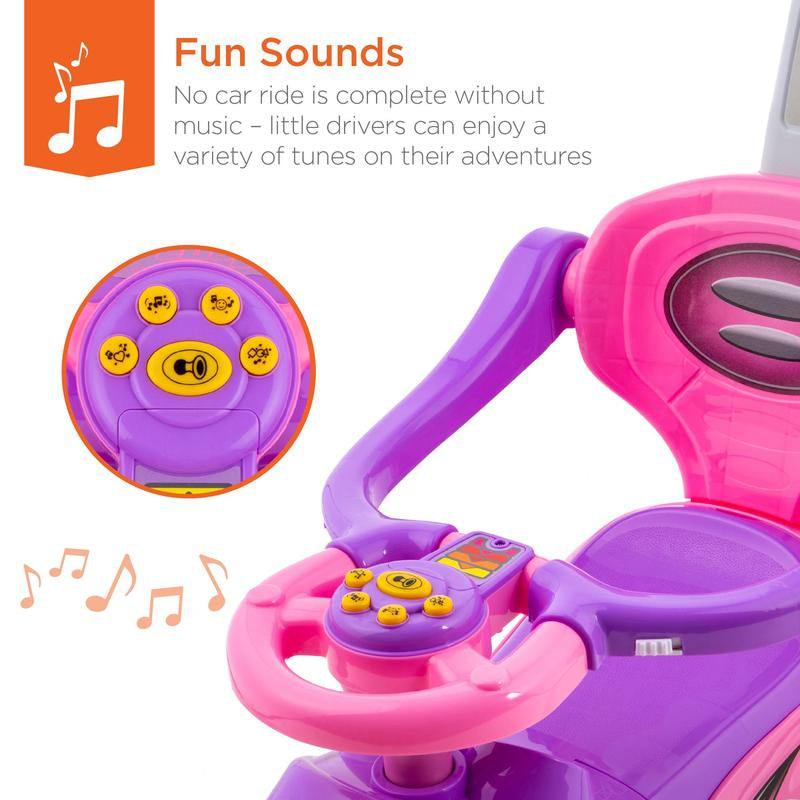 Best Choice Products 3-In-1 Kids Push and Pedal Toddler Ride on Wagon Play Toy Stroller W/ Sounds, Handle, Horn