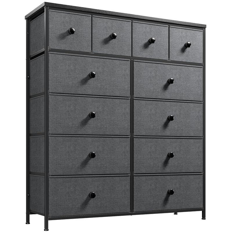 【Tiktokshopbacktoschool】Raybeefurniture 12 Drawer Dresser for Bedroom with Fabric Drawers, Large Storage Chest with Metal Frame & Wood Top, Modern Closet Organizer Dresser for Women, Living Room, Entryway, Clothes, Linens, Accessories