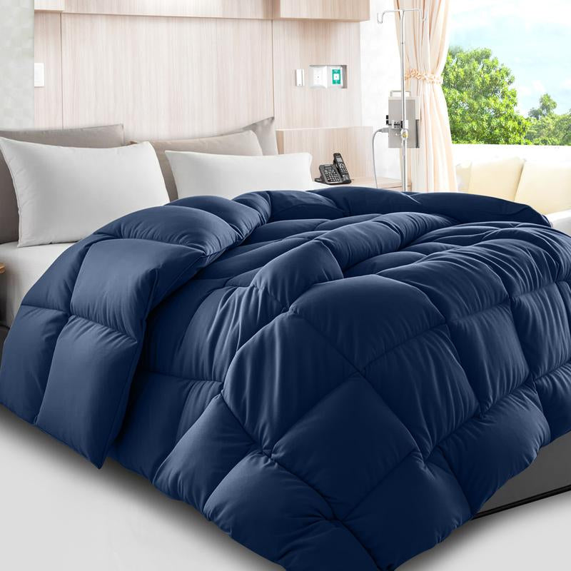 Cosybay down Alternative Comforter with 4 Corner Tabs All-Season Lightweight Reversible Duvet Insert Soft Fluffy Breathable Quilt Warm for Bedroom School High Quality Hotel Bedding Machine Washable Black Queen Size - Fathersdaygift