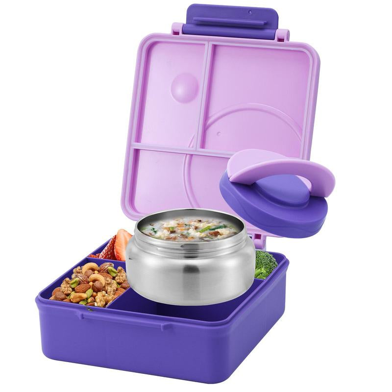 4-Compartment Bento Lunch Box with Soup Cup, 1 Set Microwave Safe Plastic Bento Container, Lunch Accessories, Portable Food Storage for Travel and Lunches