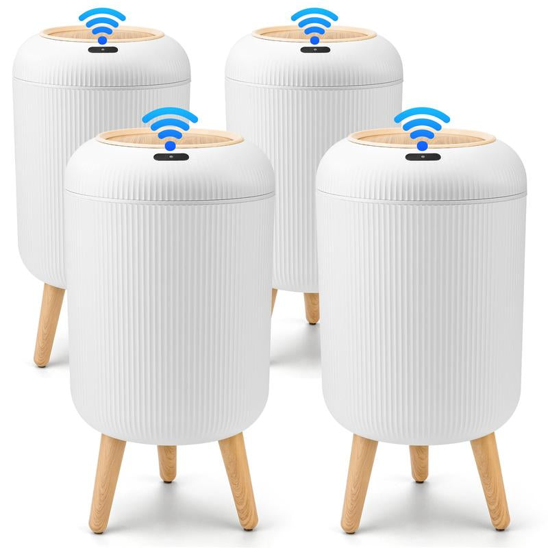 Pukomc Smart Induction Waterproof Trash Can for Bathroom, Bedroom, Office Nordic Style, Household Items Saving Space Motion Sensor Multifunctional Home Goods Environmentally Friendly Automatic