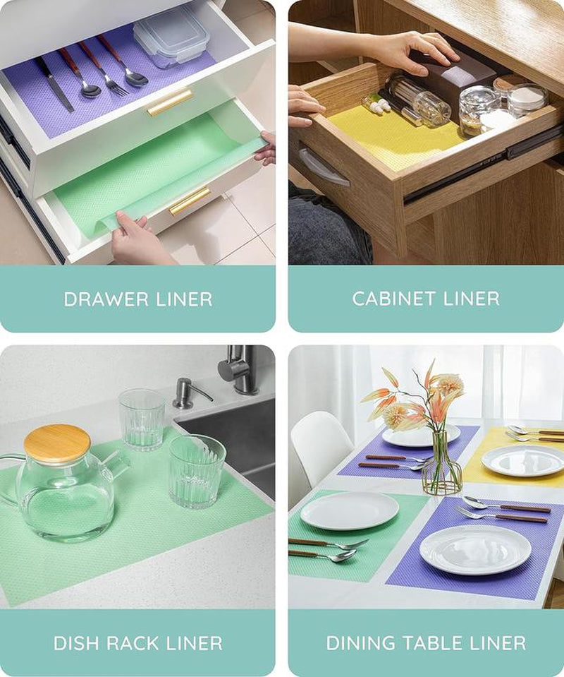 July Home Refrigerator Shelf Liners – 12-Pack, 17.7"X11.4", Washable, Non-Slip Fridge Mats for Fruit, Vegetables & Spills, Waterproof & Easy to Clean