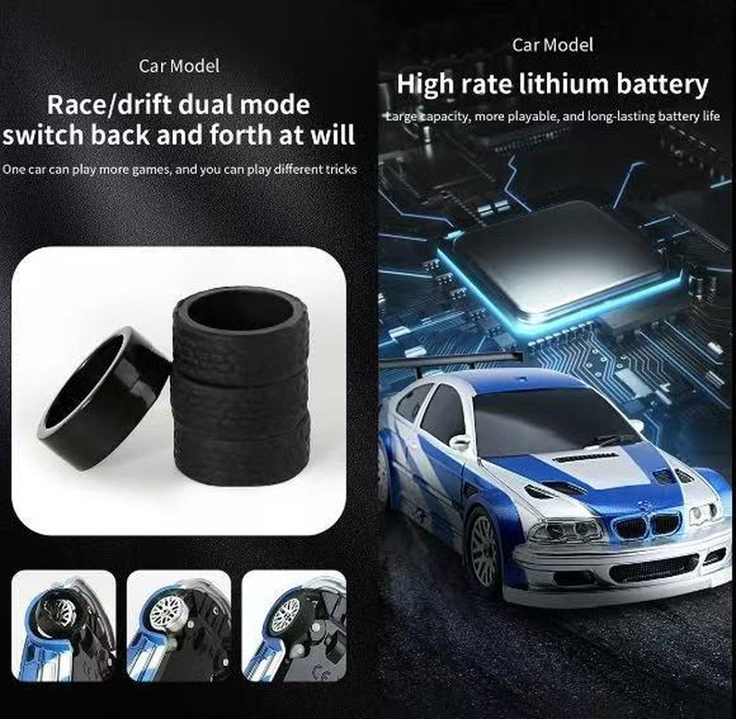RC Drift Car 1:24 Scale 4WD Remote Control Racing Car with 2.4Ghz & 12.4Mph Speed for Ages 8+