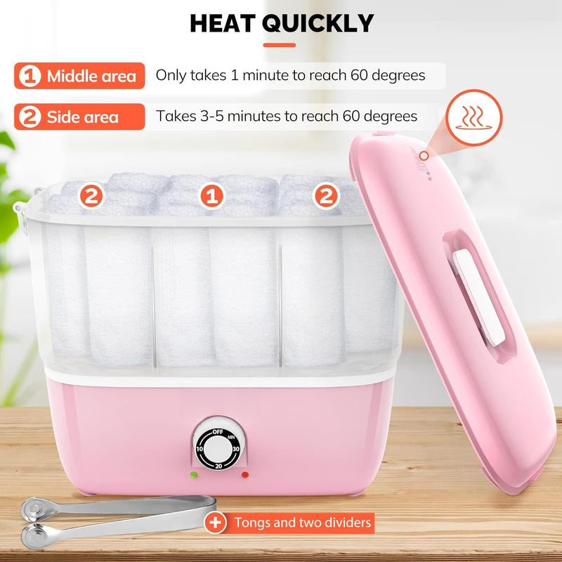 Hot Towel Steamer for Facials, Hot Towel Warmer Quickly Heats up in 5 Minutes, Portable Towel Machine Fits 16 Mini Towels, Salon Equipment Towel Warmer for Facials, , Massage, Pink Shower Home Goods