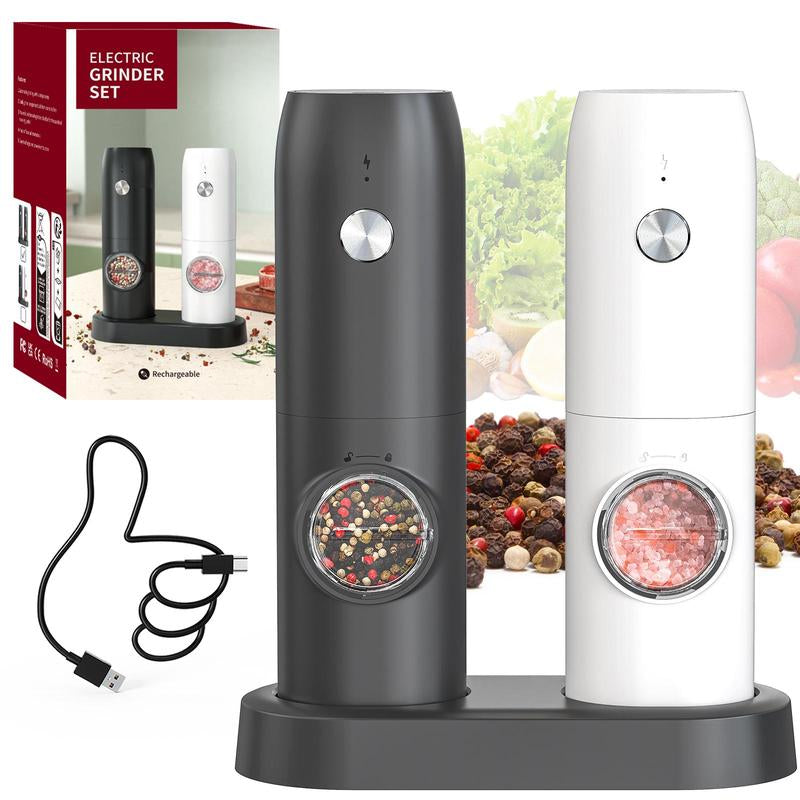 Electric Salt & Pepper Grinder Set, 1/2 Counts Battery Powered Household Seasoning Grinder, Portable Handheld Grinder for Kitchen(Without Battery), Gift