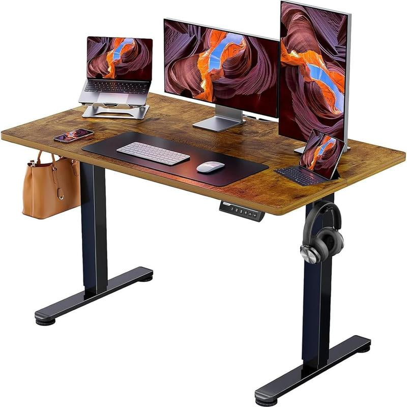 Ergear Electric Adjustable Standing Desk 48X24/55X28"Ergonomic Design W/Memory Preset Modern Metal Laptop Game Player Space-Saving Mobile Stand Computer Splice Board Work Table Workstation