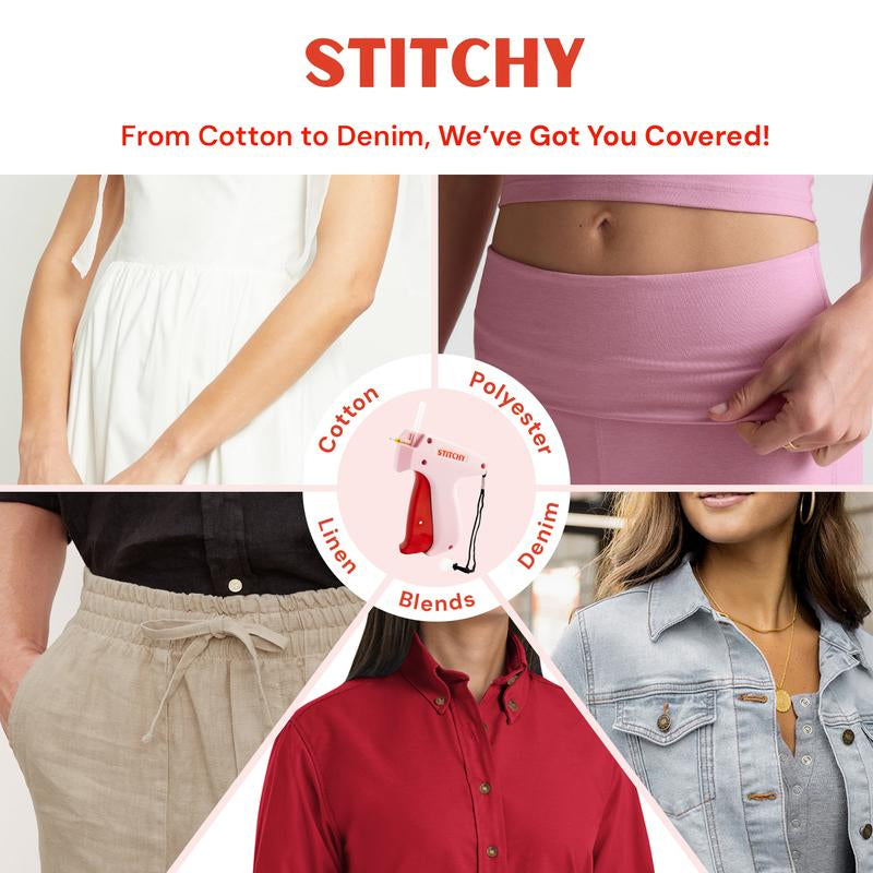 Stitchy 2.0 - Alter Your Clothing Instantly - 1 Red and Pink Stitchy with 1000 Micro Stitches - At-Home Alterations - Wardrobe Assistant