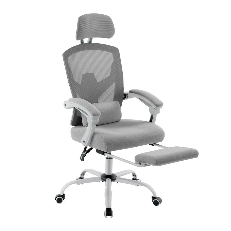 【Back to School】Sweet Furniture Ergonomic Office Chair with Foot Rest and Adjustable Headrest, Mesh Swivel Rolling Task Chair, Height Adjustable, Office Gifts