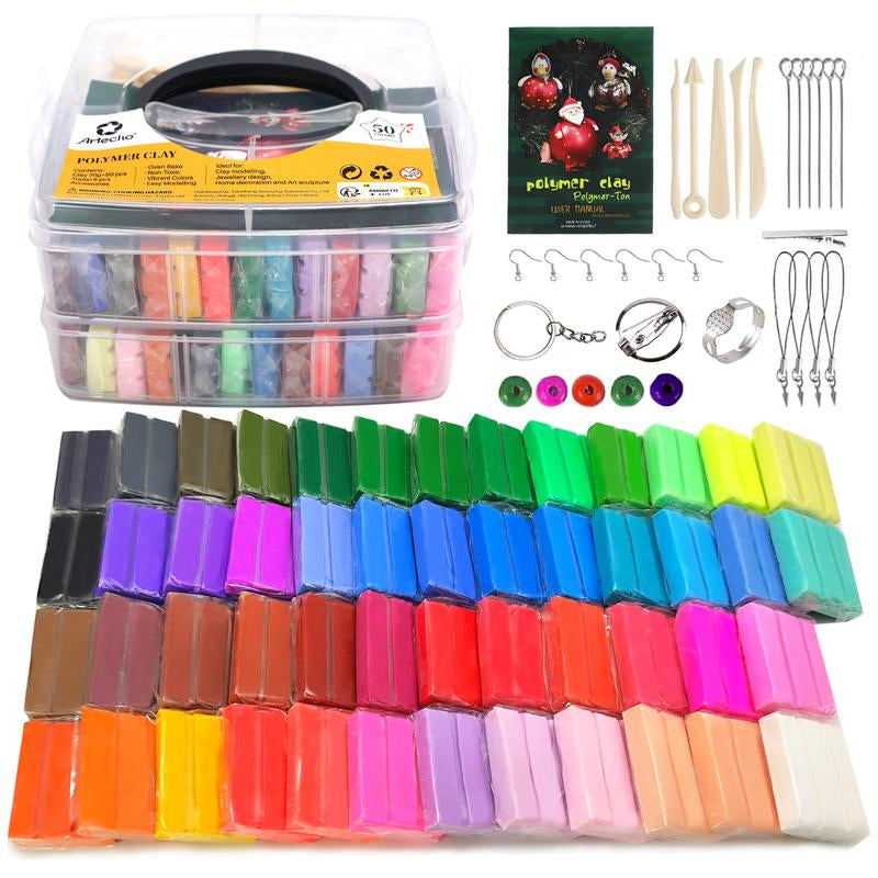 【GIFT Set】Artecho Polymer Clay, Modeling Kit with Clay Sculpting Tools and Accessories for DIY Crafts, Jewelry Design, and Art Sculpture